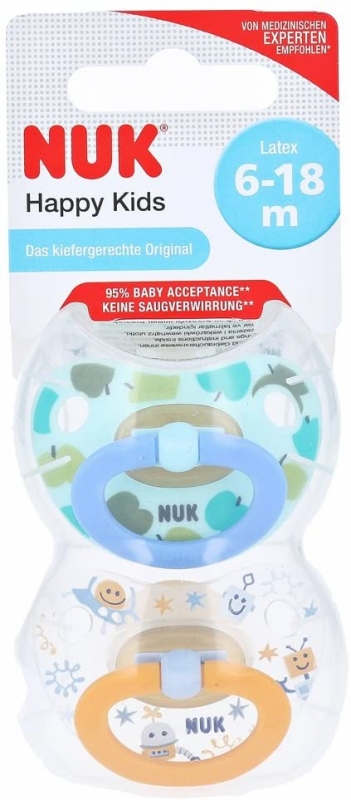 NUK SUCCHIETTO HAPPY KIDS LATTICE 6-18 MESI 2 PEZZI