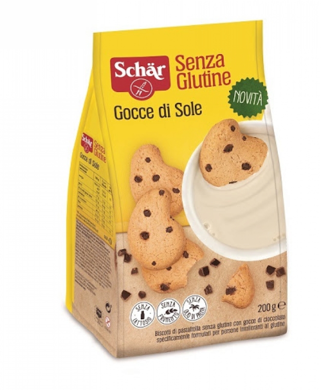 SCHAR GOCCE DI SOLE BISCOTTI DI PASTAFROLLA CON GOCCE DI CIOCCOLATO FONDENTE SENZA LATTOSIO 200 G